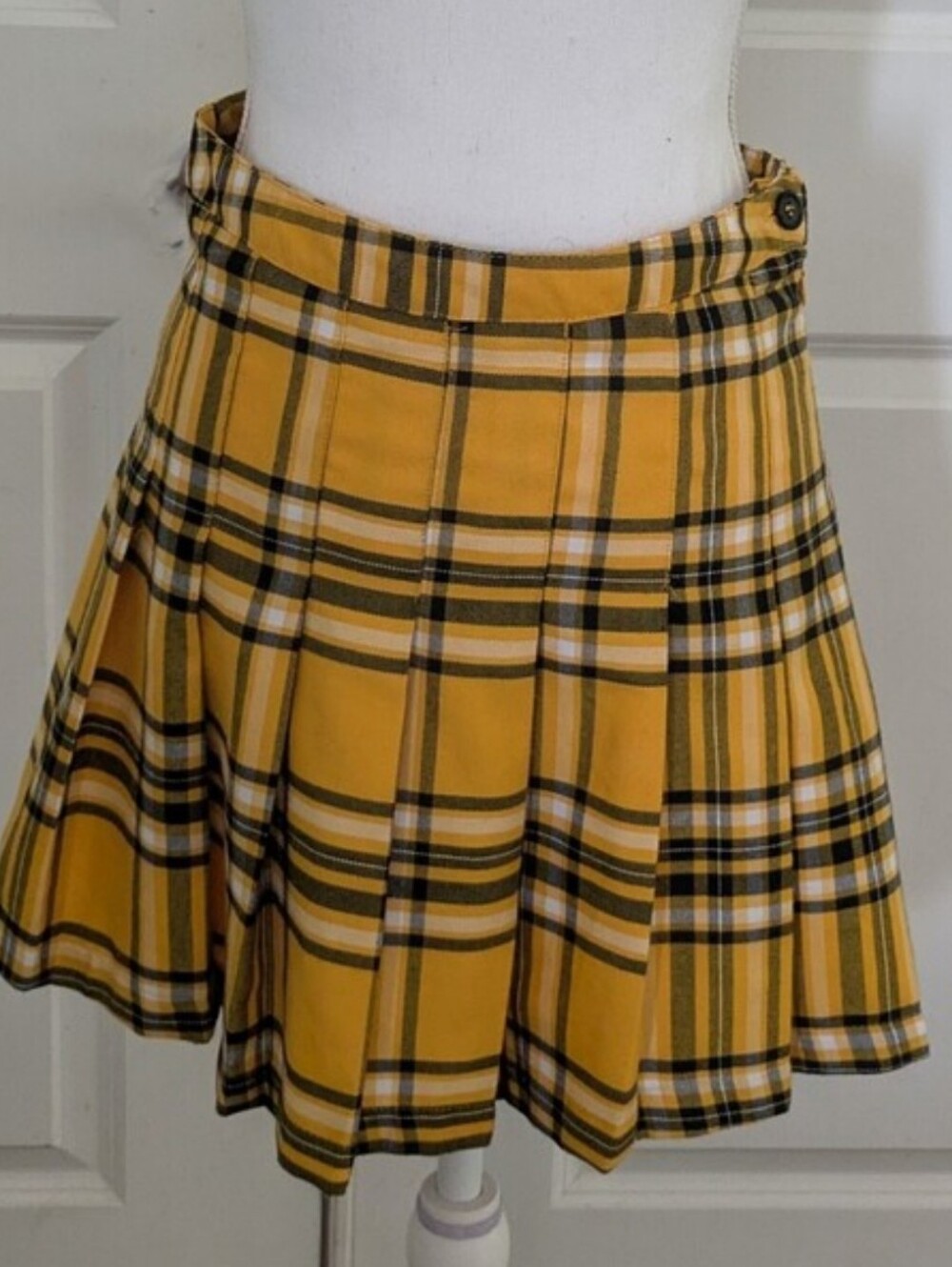 rue21 Yellow Plaid Pleated Women's Mini Skirt Clueless Preppy Academia Small